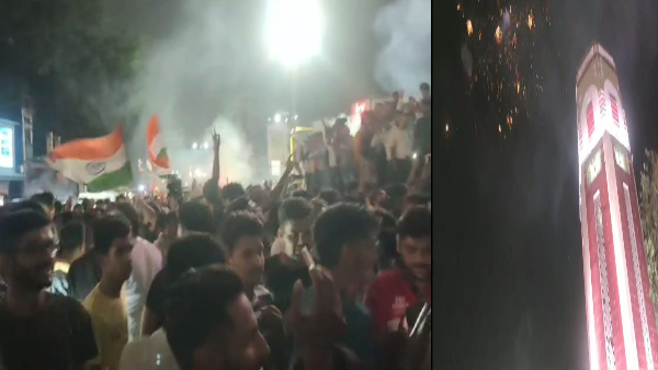 T20 World Cup 2024 Final dehradun video Huge fireworks tricolor thousands of people gathered streets scene of victory celebration in Dehradun