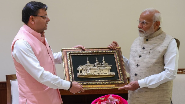 pm narendra modi CM pushkar Dhami met after becoming PM third time presented special gift demands