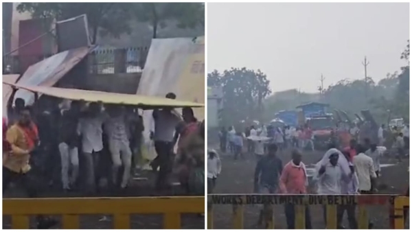 Heavy rain occurred in Betul Multai Sabha people raised hoardings woman got electrocuted
