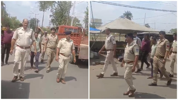 Ayodhya Nagar Police took out a procession of habitual criminal goons of Kresar Basti