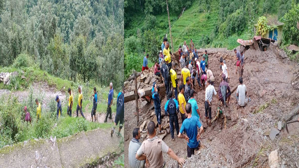 Heavy damage Cloud burst Sama Paniyali village Kapkot Bageshwar SDRF took charge