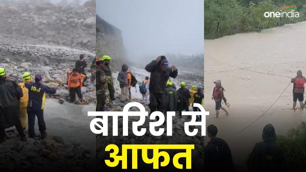 Disaster rain Tourists stranded Dehradun Kanwariyas trapped collapse bridge Gomukh road SDRF saved