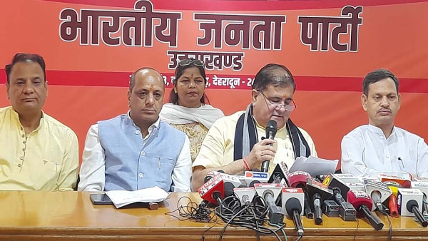 CM PUSHKAR DHAMI BJP described three-year tenure unmatched State President MAHENDRA Bhatt enumerated his achievements
