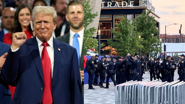 Knife-wielding man shot dead near Trump s party event