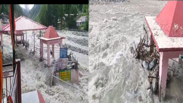 After Yamunotri chaos in Gangotri Dham fierce form of Bhagirathi was seen danger remains video