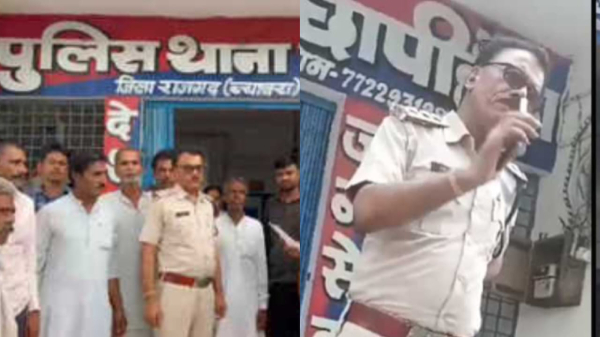 Rajgarh police officer got angry at the villagers Rajgarh police officer got angry at the villagers