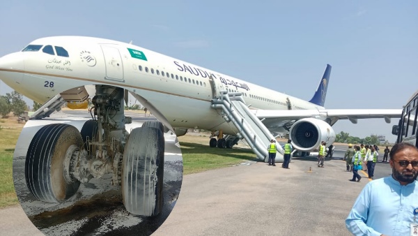 Saudi Airlines Plane Caught Fire
