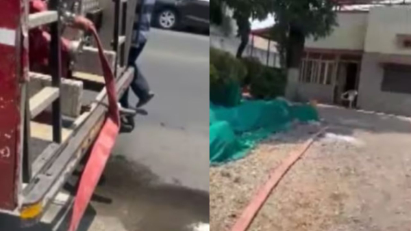 Uttarakhand Fire brigade filling water tank at IPS officer Archana Tyagi home