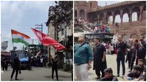 The Muharram procession near Moti Masjid started with the hoisting of the tricolor flag The Muharram procession near Moti Masjid started with the hoisting of the tricolor flag