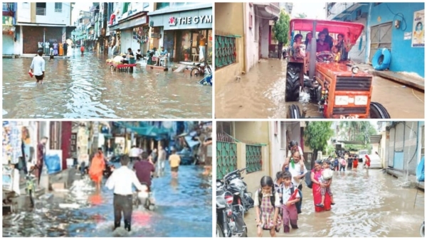 1 hour torrential rain in Vidisha roads filled with water in the city 1 hour torrential rain in Vidisha roads filled with water in the city
