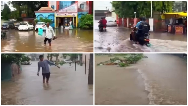 Traffic jam on roads due to heavy rain in Narmadapuram landslide in Pachmarhi Traffic jam on roads due to heavy rain in Narmadapuram landslide in Pachmarhi