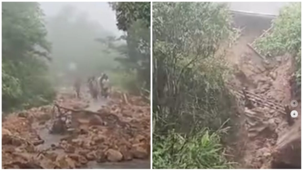 Traffic jam on roads due to heavy rain in Narmadapuram landslide in Pachmarhi Traffic jam on roads due to heavy rain in Narmadapuram landslide in Pachmarhi