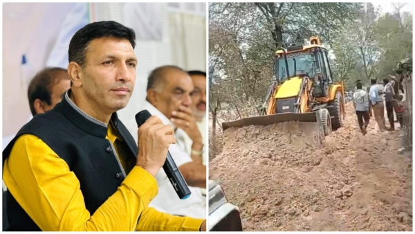 Machines work instead of laborers in MNREGA MP Congress accuses Jitu Patwari Machines work instead of laborers in MNREGA MP Congress accuses Jitu Patwari
