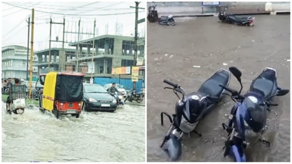 Heavy rain in MP causes waterlogging in many areas big pond filled with water