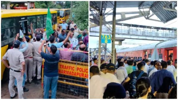 Police removed farmers from train in Narmada Puram huge uproar GT Express stood for 70 minutes