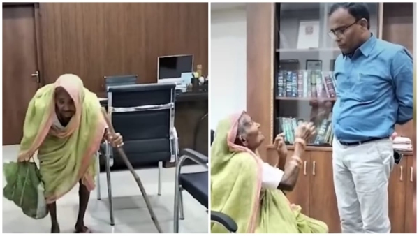 SDM reached with complaint touched the feet of the woman made her sit on a chair video went viral public praised