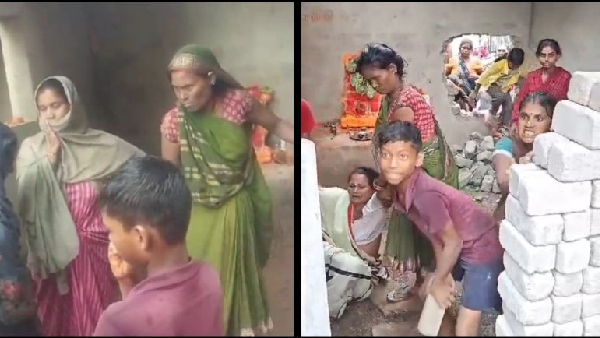 Satna News Women broke the wall of Hanuman temple to make way