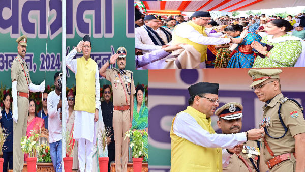 Independence Day 2024 CM PUSHKAR DHAMI 8 announcements honored families of freedom fighters police Independence Day 2024 CM PUSHKAR DHAMI 8 announcements honored families of freedom fighters police