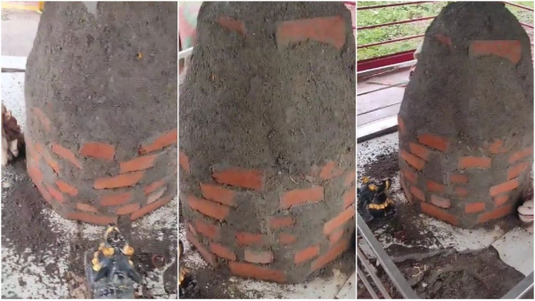 Gwalior built Shivling with brick and cement