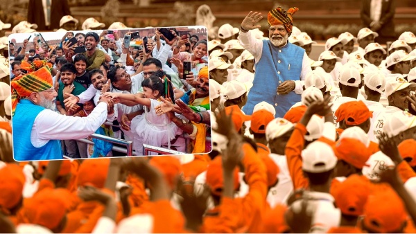 Narendra Modi greeted children