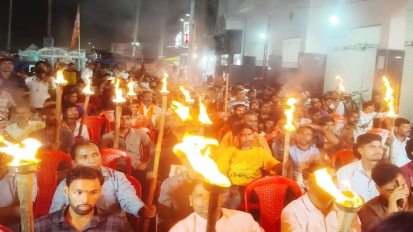 Jagrut Hindu Manch burnt effigy of Pakistan Kesavani- Hindus are safe in Bangladesh because of Modi