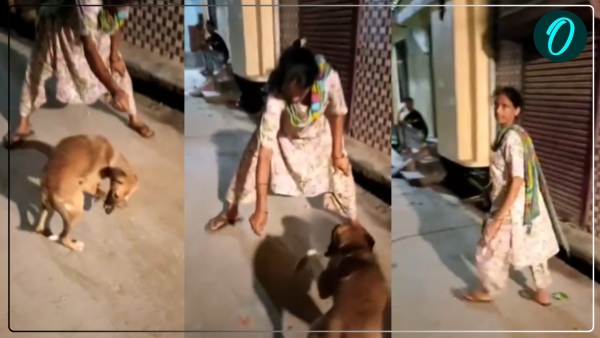 Woman tied a rope to a rat s tail