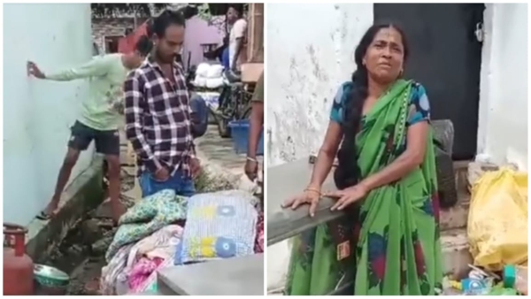 Goods thrown on the road in Ayodhya city bullies threw the woman out of the house Goods thrown on the road in Ayodhya city bullies threw the woman out of the house