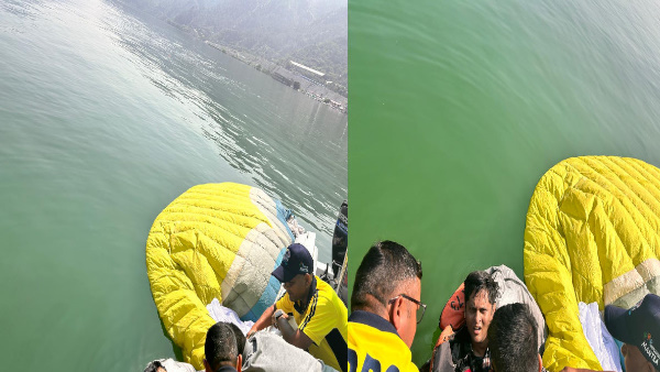 uttarakhand news Youth fell into Tehri lake during paragliding training SDRF saved his life
