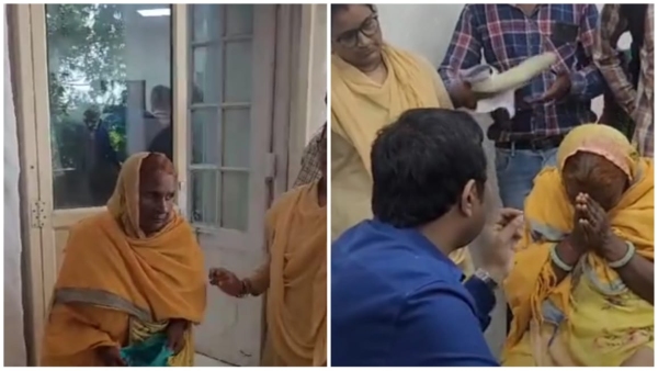 elderly woman thrown out of the house by her old son public hearing Collector Kaushalendra