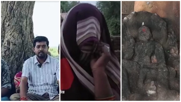 Insult on the ancient idol of Mata in Rewa before Navratri villager anger and protest