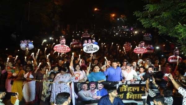 Congress candle march against women exploitation in MP demand for security jitu patwari arif masood