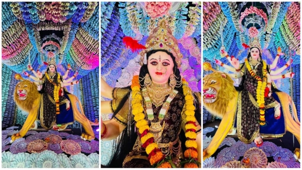 Grand tableau of Mata decorated with 51 lakh rupee notes on Durga festival