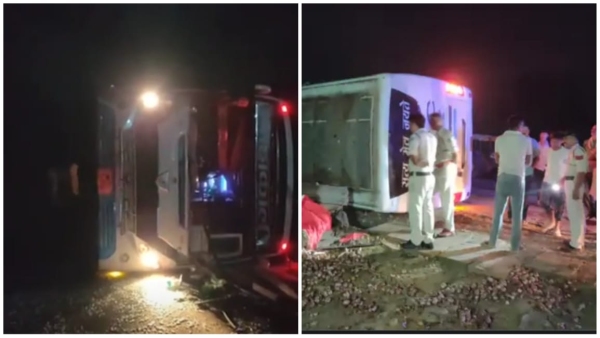 6 injure after bus overturns in Tyonda Police and villagers saved the lives of passengers