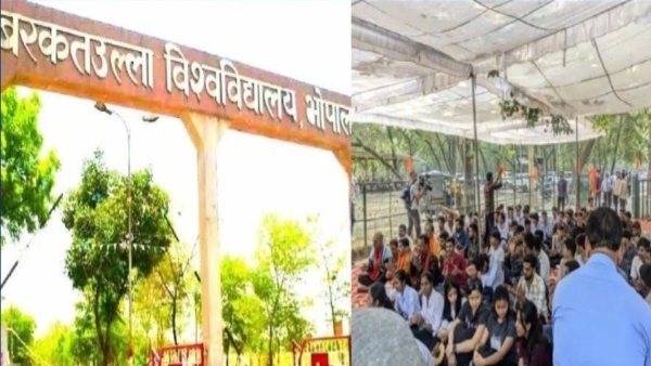 Controversy in Barkatullah University Apology taken on Sunderkand Temple ABVP protests