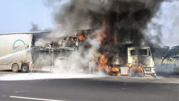 fire in container Telangana