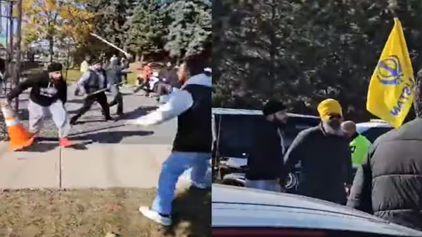 Khalistani flag on temple in canada