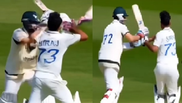 mohammed Siraj and Steve Smith