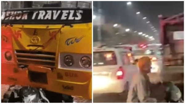 Father killed while riding scooter in Bhopal daughter seriously injured hit by college bus