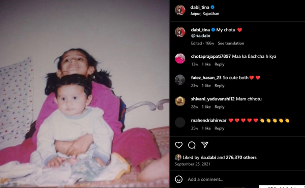 IAS tina Dabi Instagram Post my Chhotu