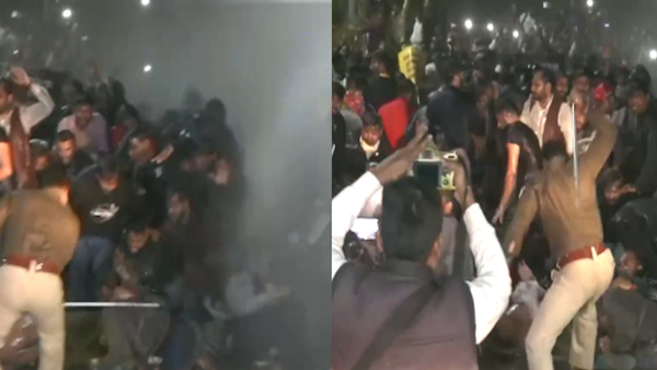 Patna police lathi charge