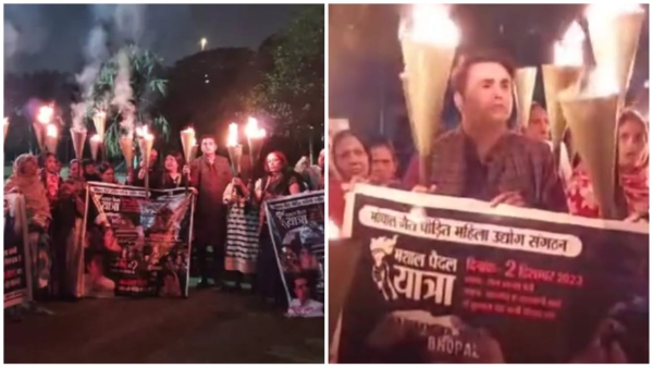 Gas tragedy anniversary Torch rally victims gathered in front of Union Carbide factory Gas tragedy anniversary Torch rally victims gathered in front of Union Carbide factory