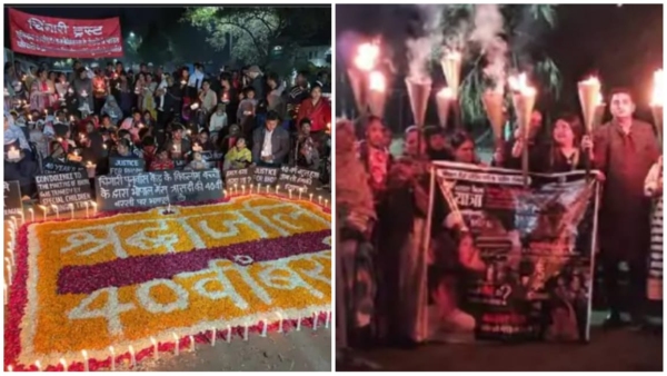 Gas tragedy anniversary Torch rally victims gathered in front of Union Carbide factory Gas tragedy anniversary Torch rally victims gathered in front of Union Carbide factory