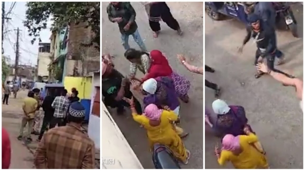 Jahangirabad Dispute between two parties stone pelting and incident with woman video Jahangirabad Dispute between two parties stone pelting and incident with woman video