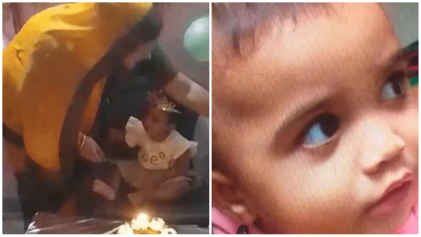Accident with one and a half year old child after falling from 25 feet height fell from the railing
