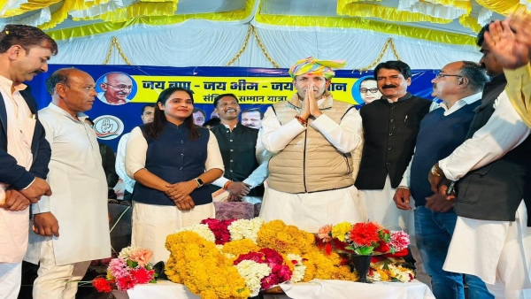 Congress Jitu Patwari participation in Jai Constitution Samman Yatra and attack on BJP government