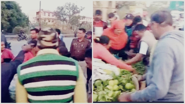 Dispute during removal of encroachment Female corporation worker slapped and beaten
