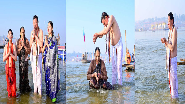 CM PUSHKAR Dhami took dip his family Prayagraj Mahakumbh bathed mother with own hands said emotional things CM PUSHKAR Dhami took dip his family Prayagraj Mahakumbh bathed mother with own hands said emotional things