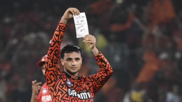 Abhishek Sharma celebrates his century Abhishek Sharma celebrates his century