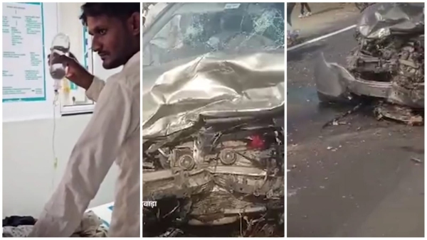 Horrible accident in Dwada family went out to visit temple collided with a car from Nagpur Horrible accident in Dwada family went out to visit temple collided with a car from Nagpur