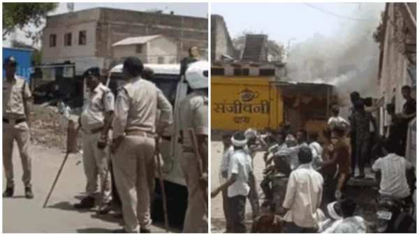 Ruckus in Sanodha village of Sagar in mp mob set fire vandalised several shops